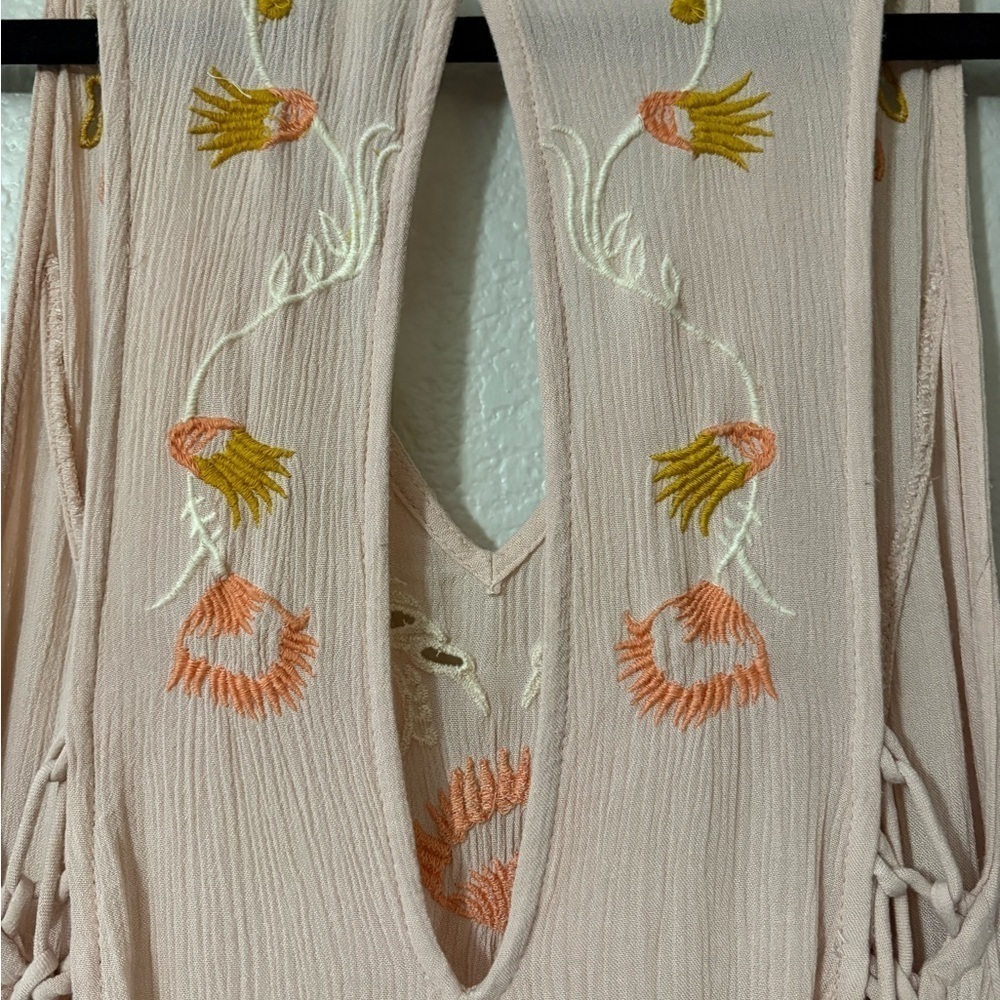 Free People Adelaide embroidered festival dress. Light, flowy tank dress. - Picture 9 of 13